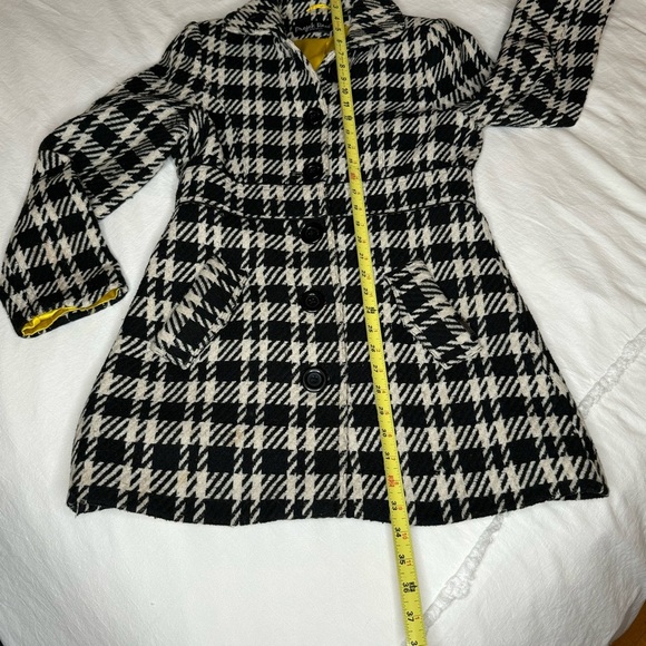 Vintage Designer Peacoat Houndstooth 3/4 Length Wool Designer Project Raw Medium - Picture 9 of 12